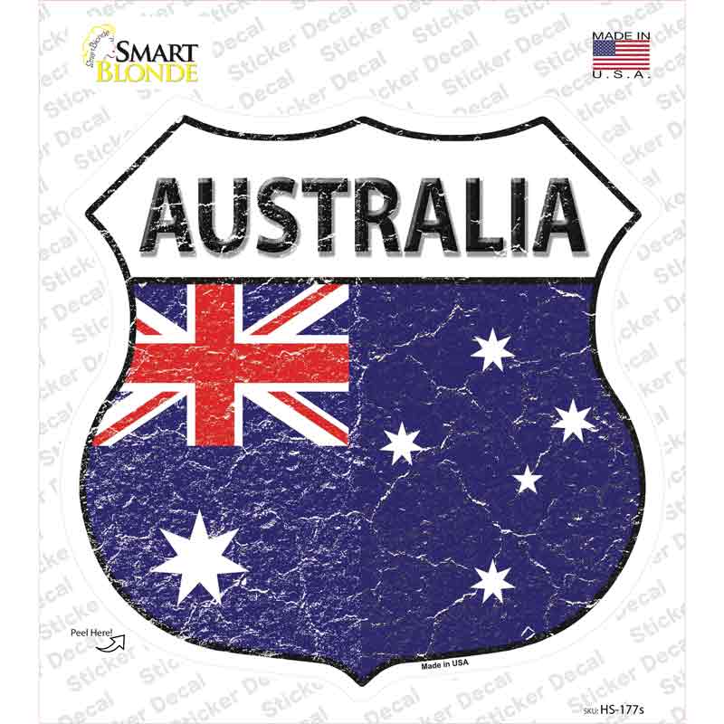 HS-177s-M Australia Flag Novelty Highway Shield Sticker Decal - Medium