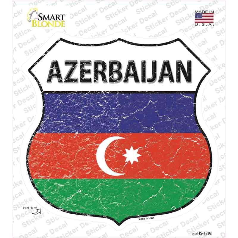 HS-179s-M Azerbaijan Flag Novelty Highway Shield Sticker Decal - Medium