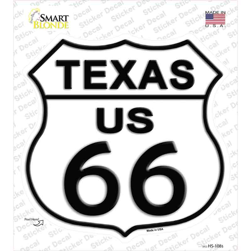 HS-108s-M Texas Route 66 Novelty Highway Shield Sticker Decal - Medium