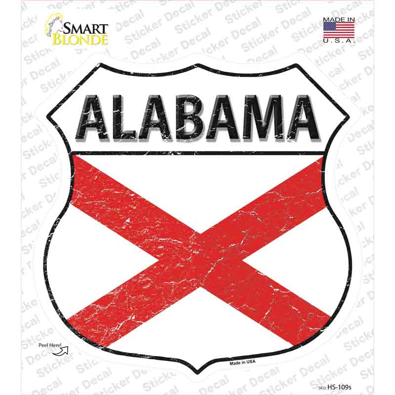 HS-109s-M Alabama Flag Novelty Highway Shield Sticker Decal - Medium