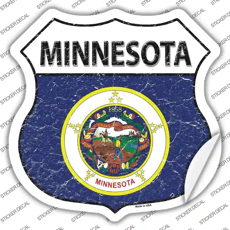HS-131s-XL Minnesota Flag Novelty Highway Shield Sticker Decal - Extra Large