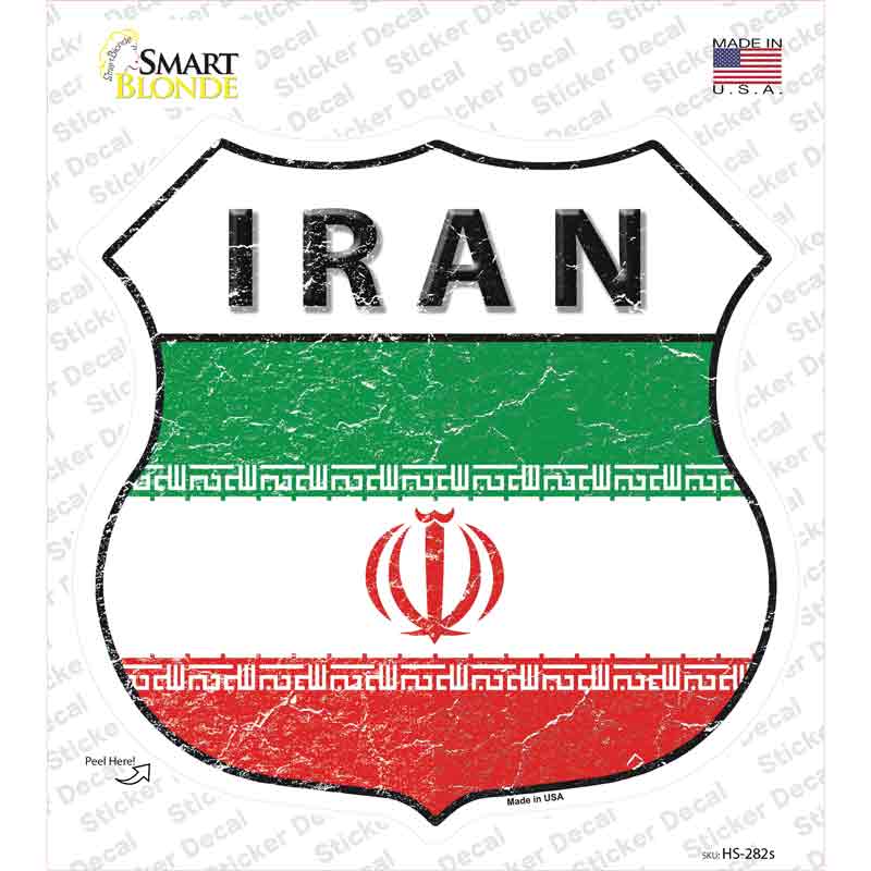 HS-282s-M Iran Flag Novelty Highway Shield Sticker Decal - Medium