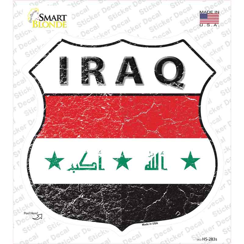 HS-283s-M Iraq Flag Novelty Highway Shield Sticker Decal - Medium