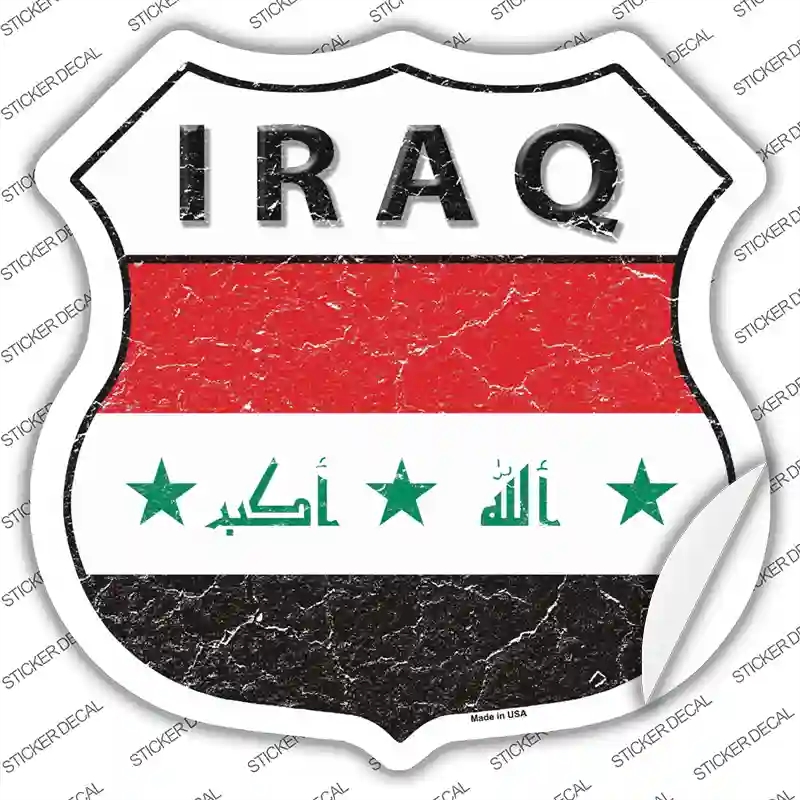 HS-283s-S Iraq Flag Novelty Highway Shield Sticker Decal - Small