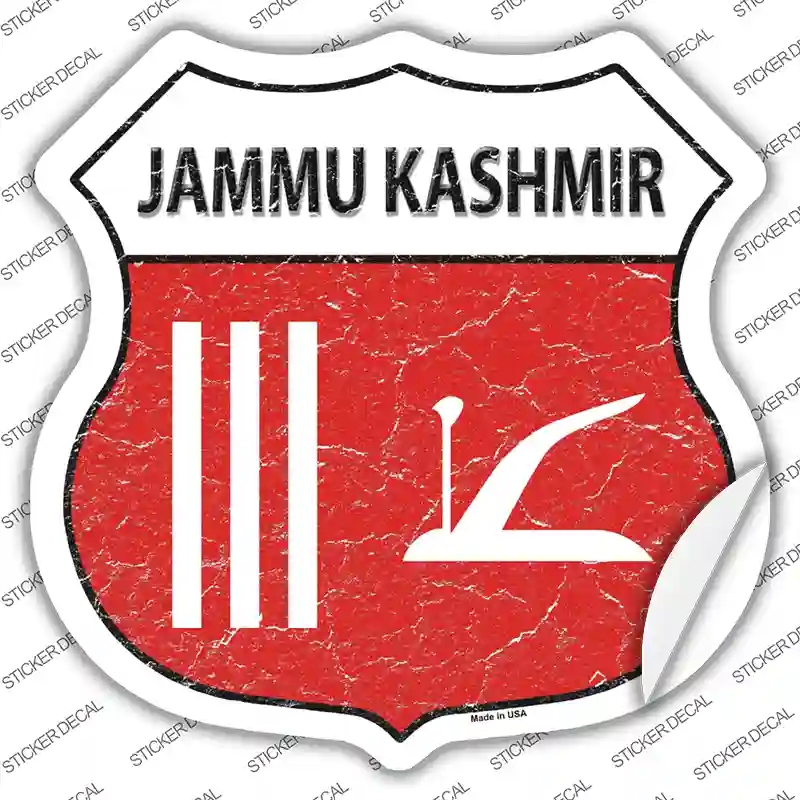 HS-289s-XL Jammu Kashmir Flag Novelty Highway Shield Sticker Decal - Extra Large