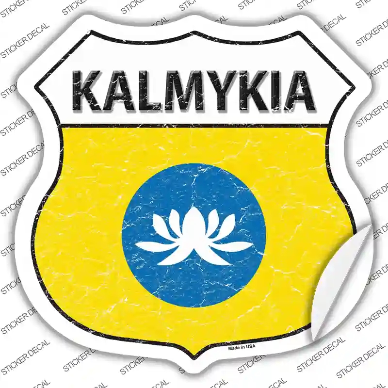HS-294s-L Kalmykia Flag Novelty Highway Shield Sticker Decal - Large