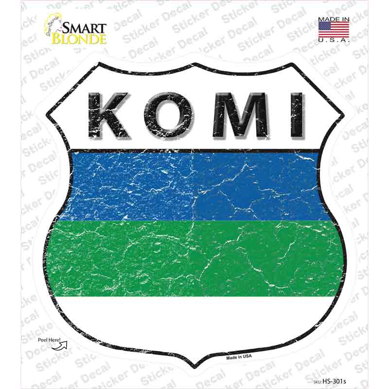 HS-301s-M Komi Flag Novelty Highway Shield Sticker Decal - Medium
