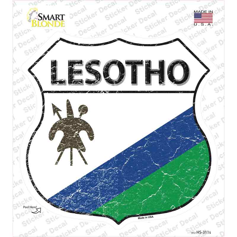 HS-311s-M Lesotho Flag Novelty Highway Shield Sticker Decal - Medium
