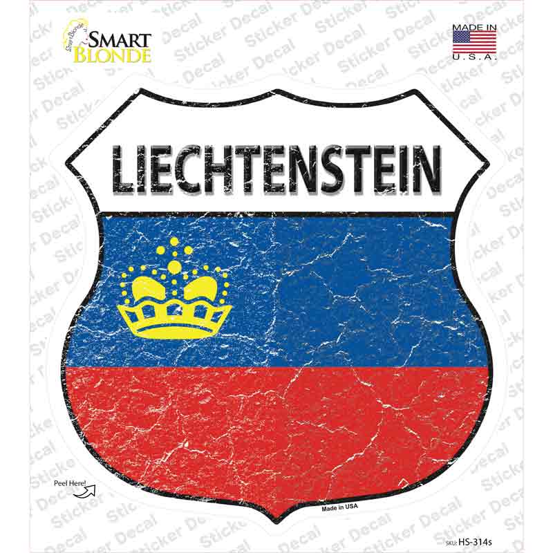 HS-314s-M Liechtenstein Flag Novelty Highway Shield Sticker Decal - Medium