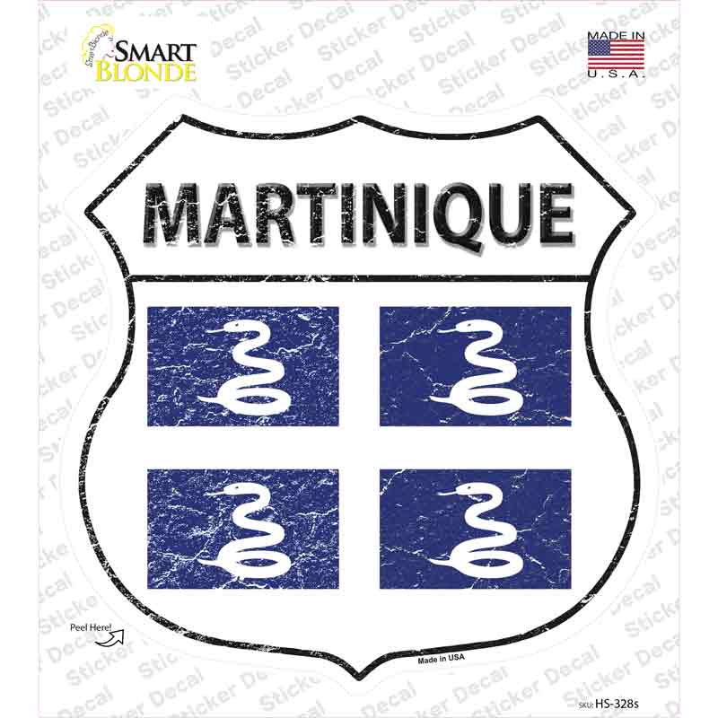 HS-328s-M Martinique Flag Novelty Highway Shield Sticker Decal - Medium