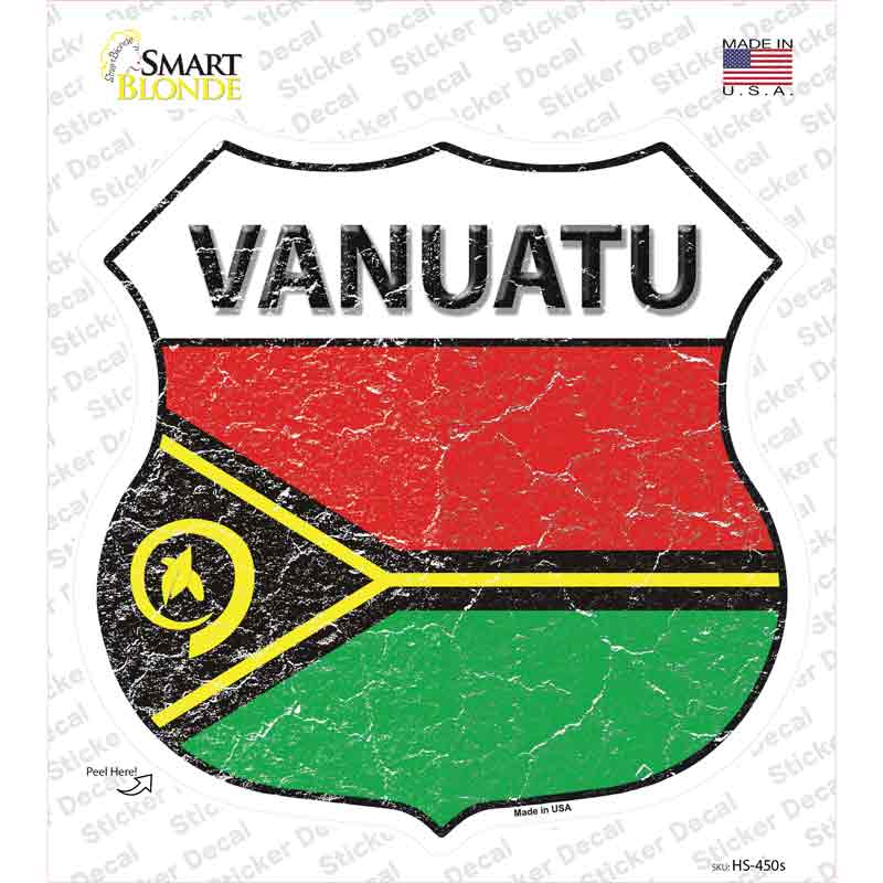 HS-450s-M Vanuatu Flag Novelty Highway Shield Sticker Decal - Medium