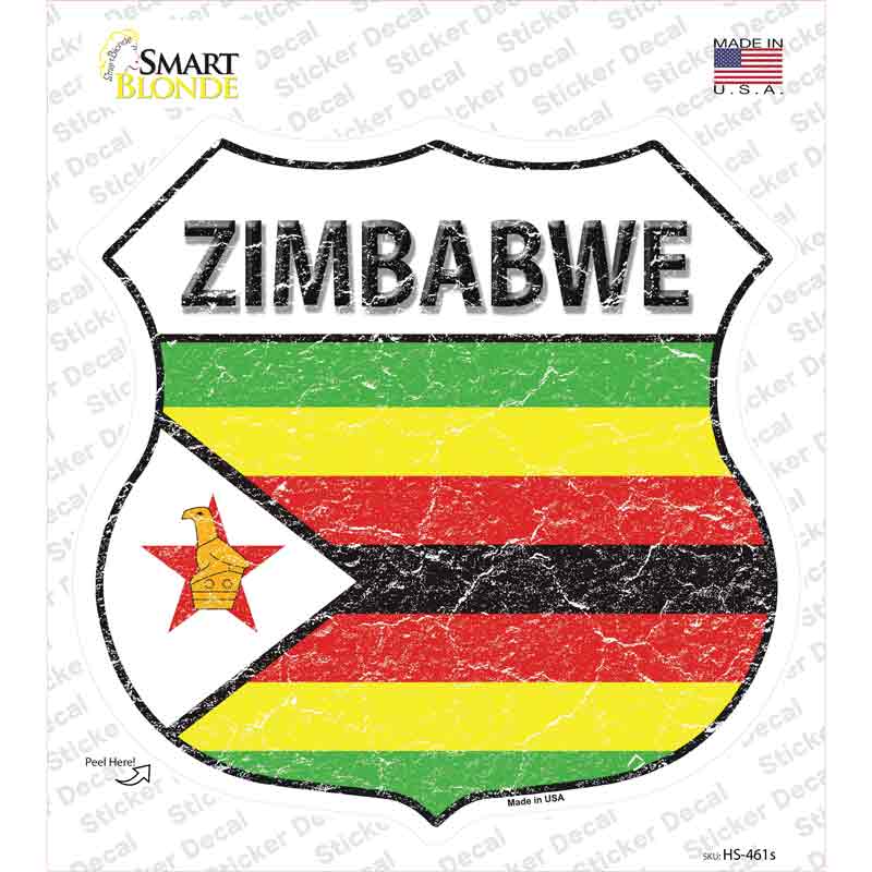 HS-461s-M Zimbabwe Flag Novelty Highway Shield Sticker Decal - Medium