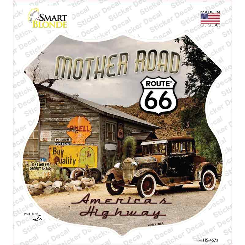 HS-467s-M Route 66 Mother Road Novelty Highway Shield Sticker Decal - Medium
