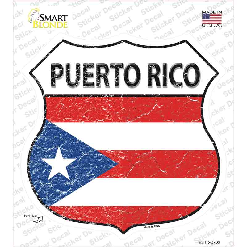 HS-373s-M Puerto Rico Flag Novelty Highway Shield Sticker Decal - Medium