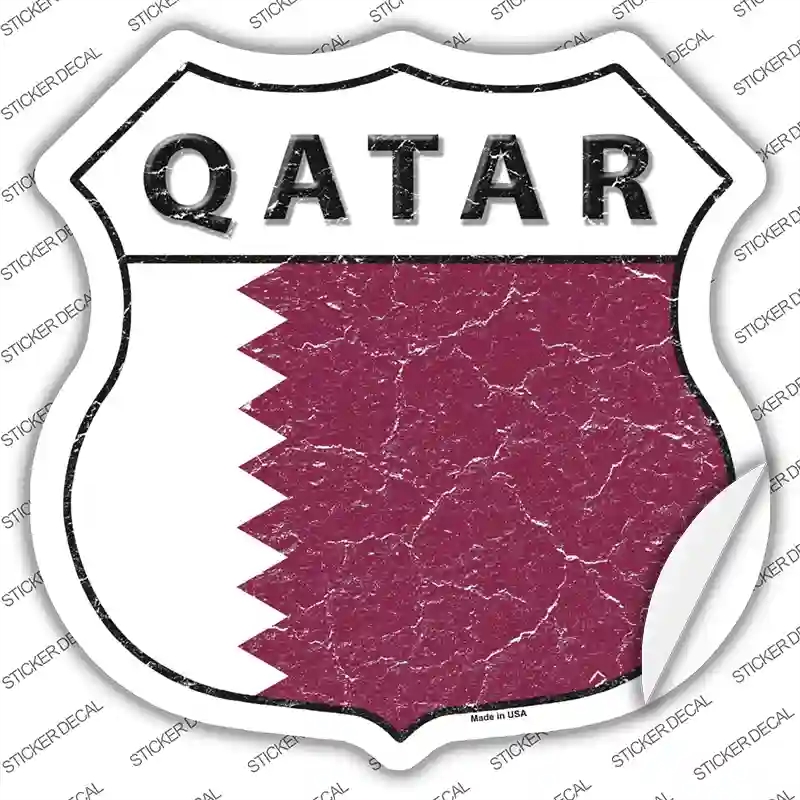 HS-374s-XL Qatar Flag Novelty Highway Shield Sticker Decal - Extra Large