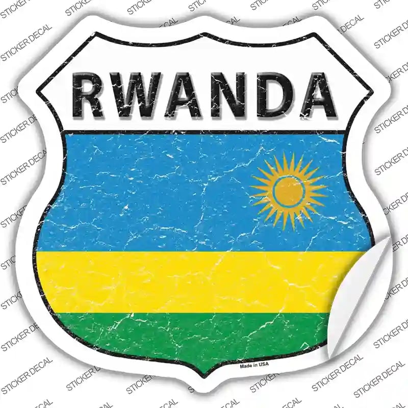 HS-378s-L Rwanda Flag Novelty Highway Shield Sticker Decal - Large
