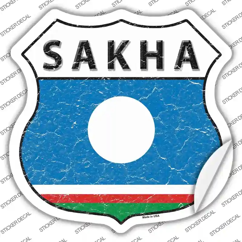 HS-379s-XL Sakha Flag Novelty Highway Shield Sticker Decal - Extra Large