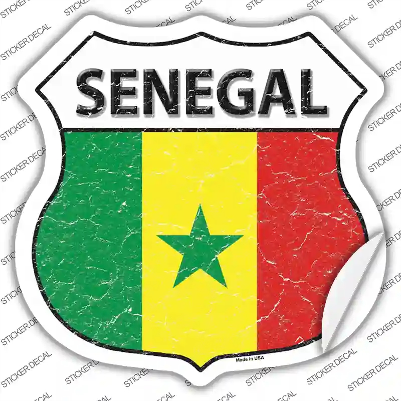 HS-388s-XL Senegal Flag Novelty Highway Shield Sticker Decal - Extra Large