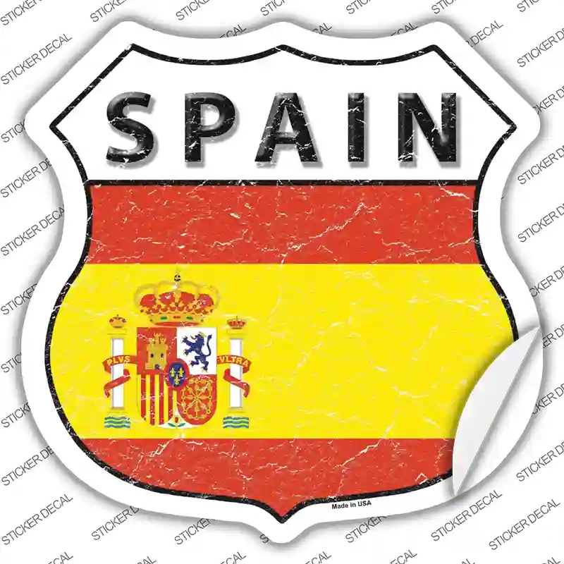 HS-402s-XL Spain Flag Novelty Highway Shield Sticker Decal - Extra Large