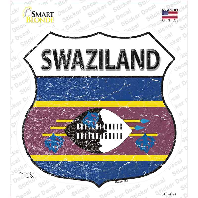 HS-412s-M Swaziland Flag Novelty Highway Shield Sticker Decal - Medium