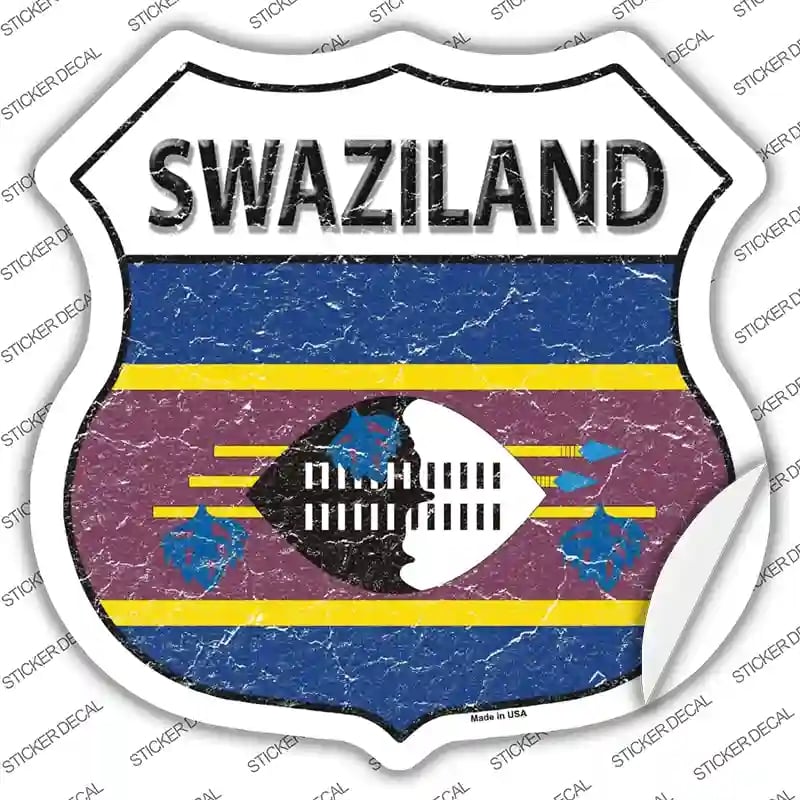 HS-412s-XL Swaziland Flag Novelty Highway Shield Sticker Decal - Extra Large
