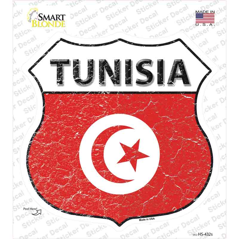 HS-432s-M Tunisia Flag Novelty Highway Shield Sticker Decal - Medium