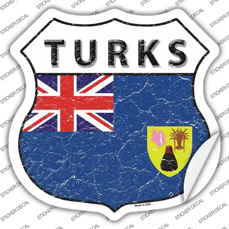 HS-435s-XL Turks Flag Novelty Highway Shield Sticker Decal - Extra Large