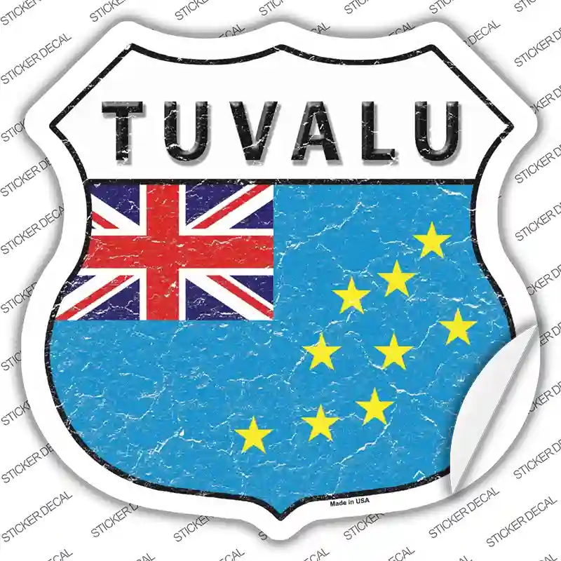 HS-437s-XL Tuvalu Flag Novelty Highway Shield Sticker Decal - Extra Large