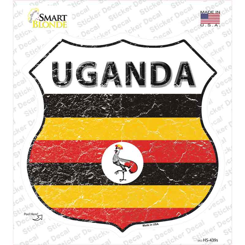 HS-439s-M Uganda Flag Novelty Highway Shield Sticker Decal - Medium