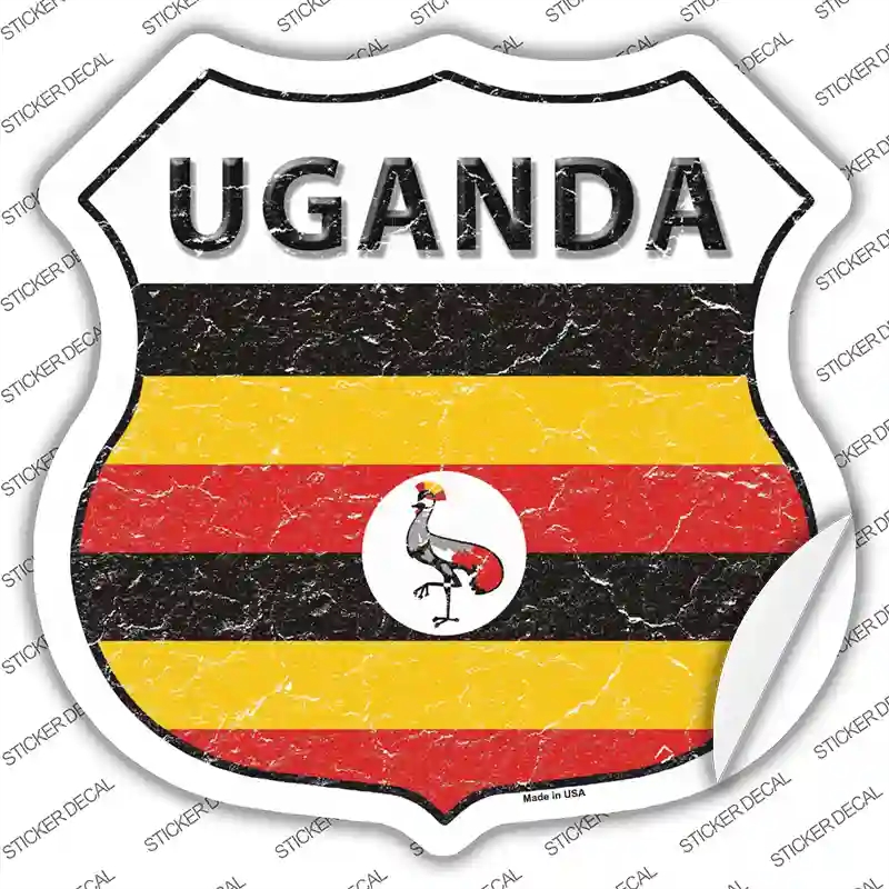 HS-439s-S Uganda Flag Novelty Highway Shield Sticker Decal - Small