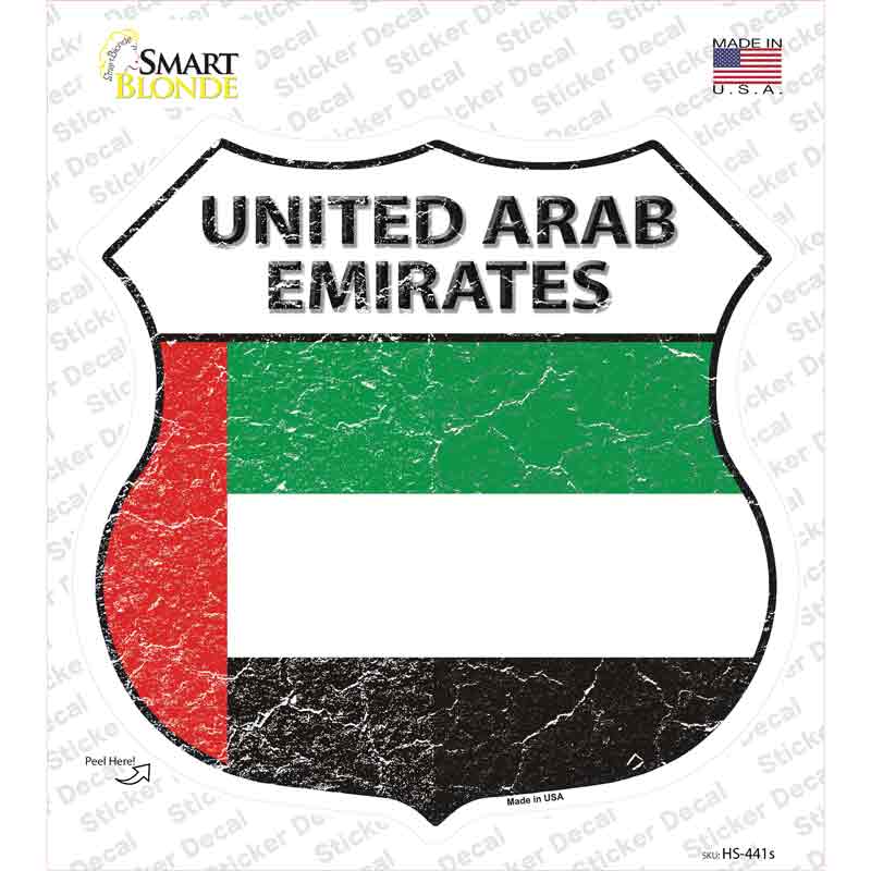HS-441s-M United Arab Emirates Flag Novelty Highway Shield Sticker Decal - Medium