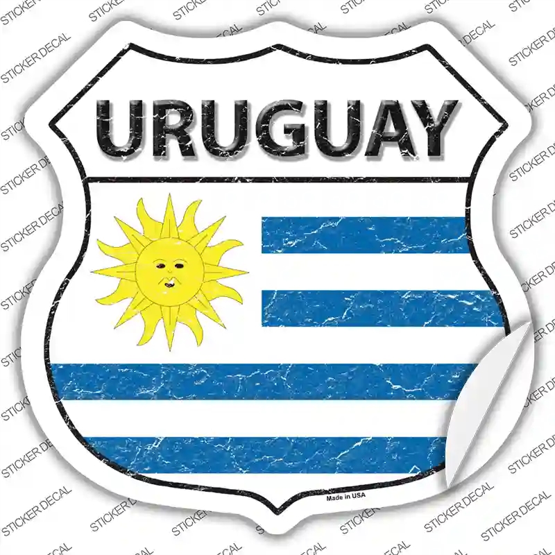 HS-446s-S Uruguay Flag Novelty Highway Shield Sticker Decal - Small
