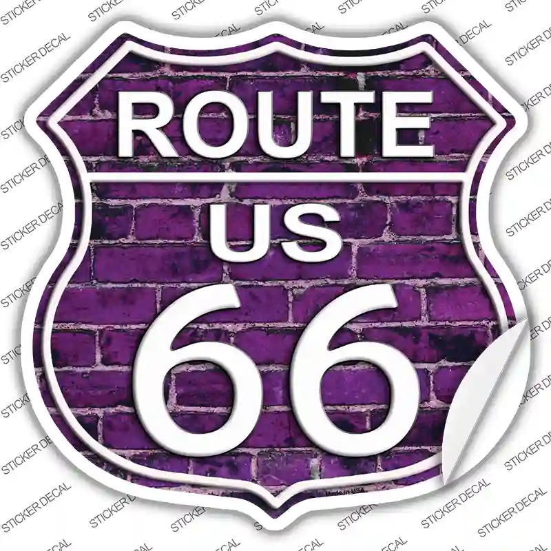 HS-557s-L Route 66 Purple Brick Wall Novelty Highway Shield Sticker Decal - Large