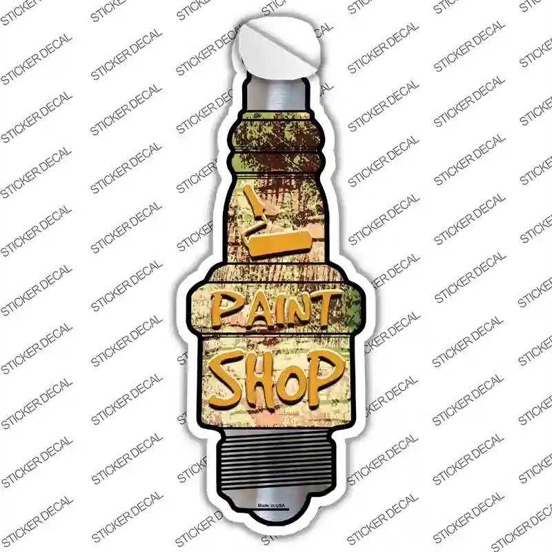 J-033s-S Paint Shop Novelty Spark Plug Sticker Decal - Small