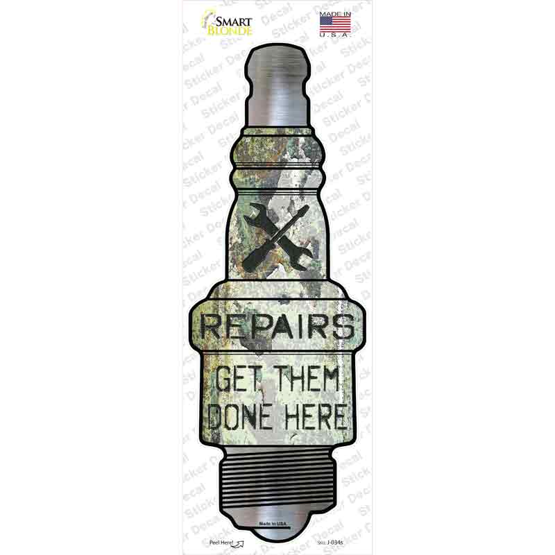 J-034s-M Repair Novelty Spark Plug Sticker Decal - Medium