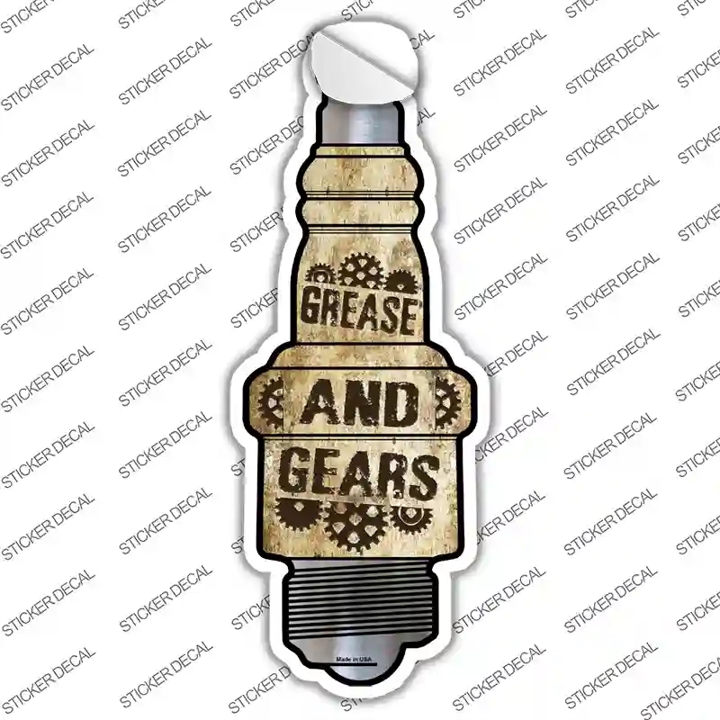 J-040s-S Grease & Gears Novelty Spark Plug Sticker Decal - Small