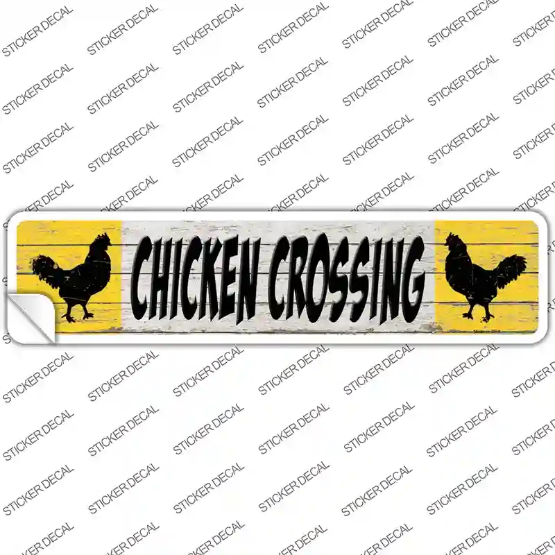 K-1444s-L Chicken Crossing Novelty Narrow Sticker Decal - Large