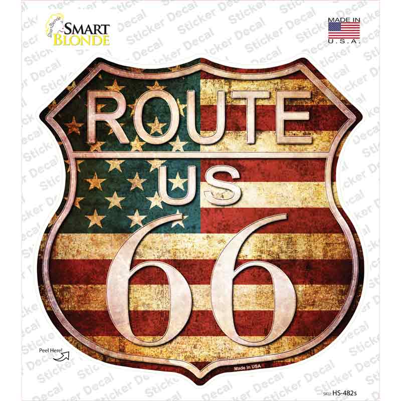 HS-482s-M Route 66 American Vintage Novelty Highway Shield Sticker Decal - Medium