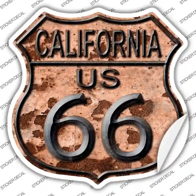 HS-487s-XL California Route 66 Rusty Novelty Highway Shield Sticker Decal - Extra Large