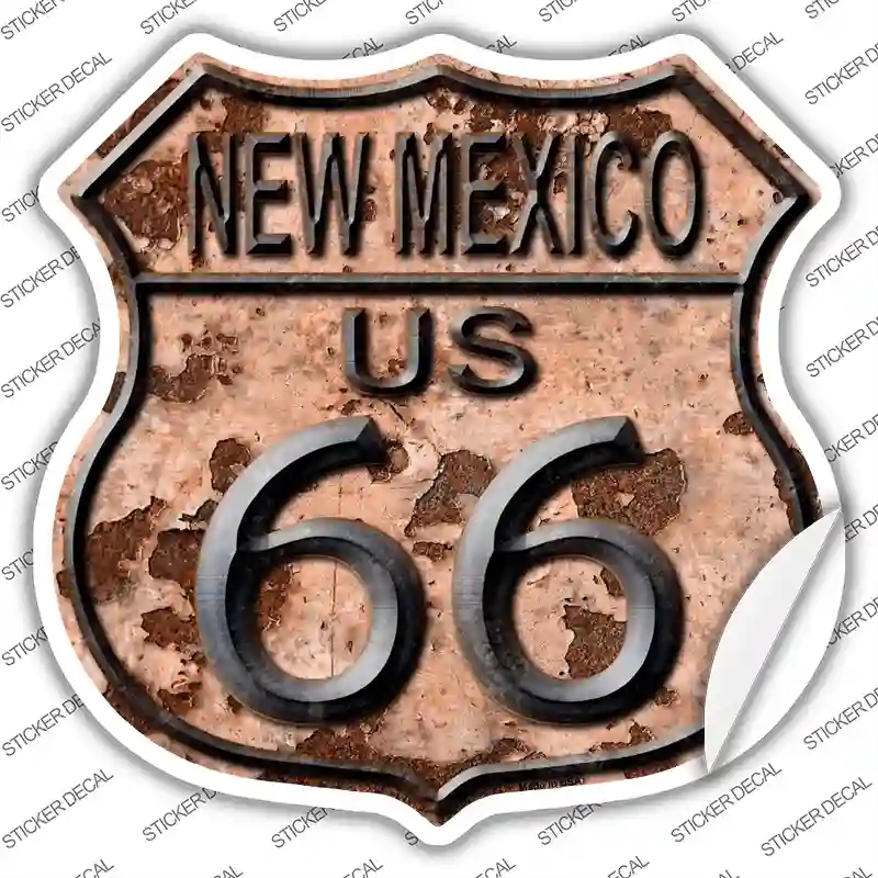 HS-491s-XL   Mexico Route 66 Rusty Novelty Highway Shield Sticker Decal - Extra Large