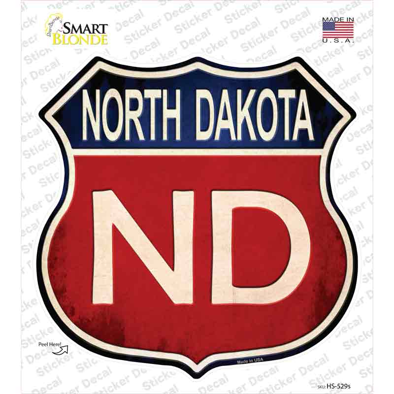 HS-529s-M North Dakota Novelty Highway Shield Sticker Decal - Medium