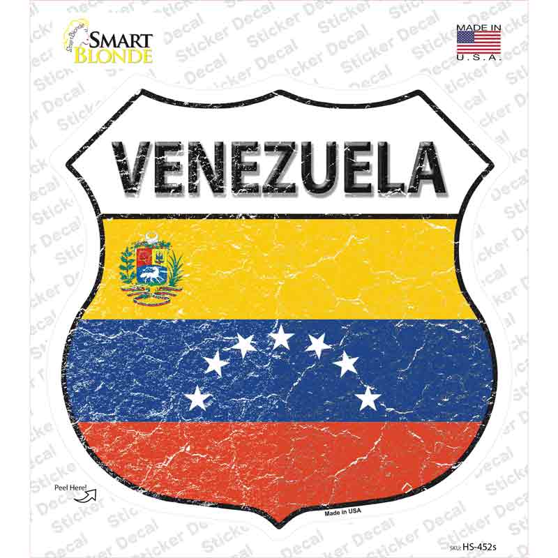 HS-452s-M Venezuela Flag Novelty Highway Shield Sticker Decal - Medium