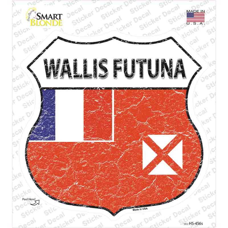 HS-456s-M Wallis Futuna Flag Novelty Highway Shield Sticker Decal - Medium