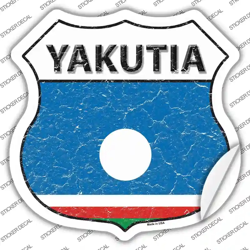 HS-458s-L Yakutia Flag Novelty Highway Shield Sticker Decal - Large