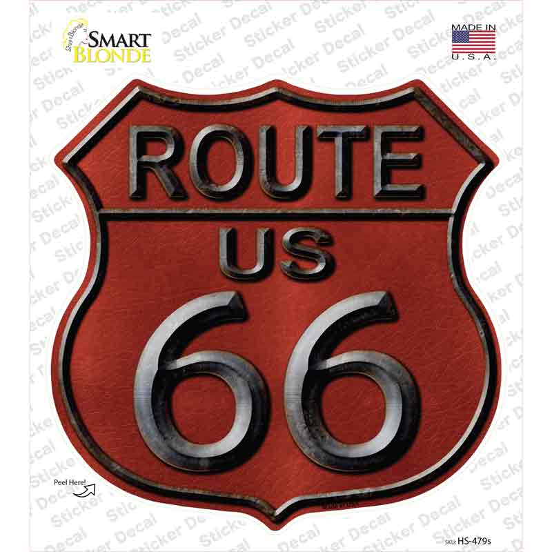 HS-479s-M Route 66 Red Novelty Highway Shield Sticker Decal - Medium