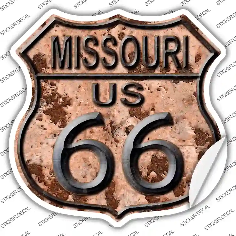HS-490s-L Missouri Route 66 Rusty Novelty Highway Shield Sticker Decal - Large