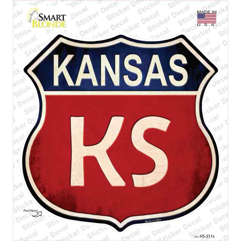 HS-511s-M Kansas Novelty Highway Shield Sticker Decal - Medium