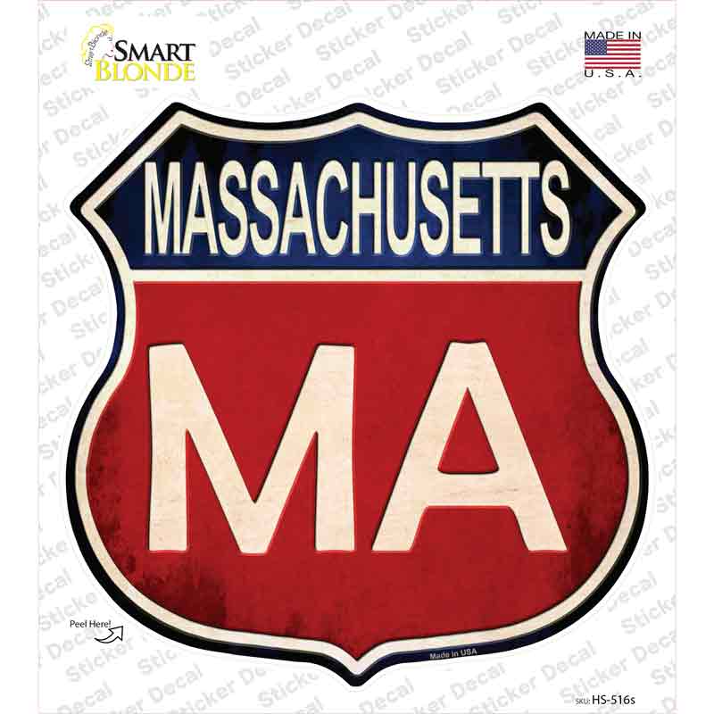 HS-516s-M Massachusetts Novelty Highway Shield Sticker Decal - Medium
