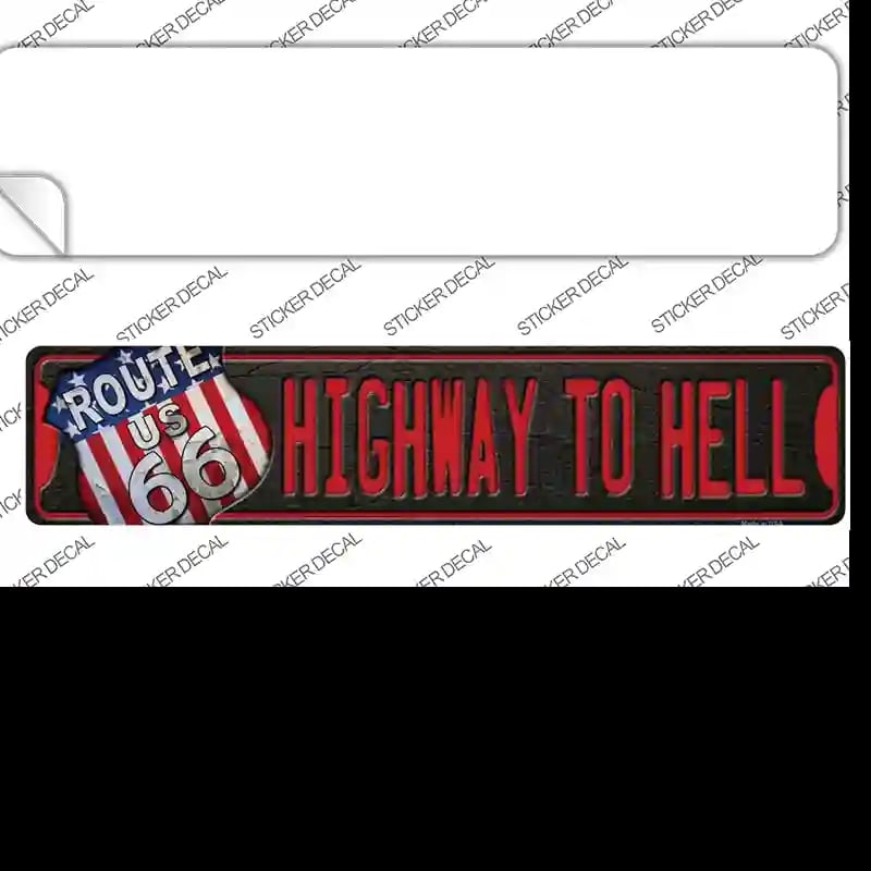 K-588s-S Highway to Hell Route 66 Novelty Narrow Sticker Decal - Small