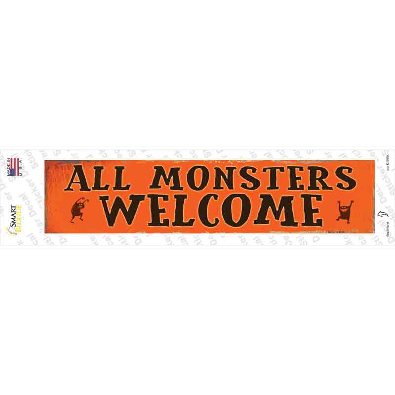 K-599s-M All Monsters Welcome Novelty Narrow Sticker Decal - Medium